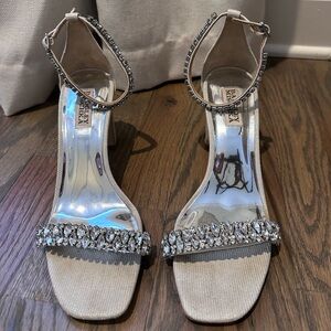 Badgley Mischka Silver Crystal Heels